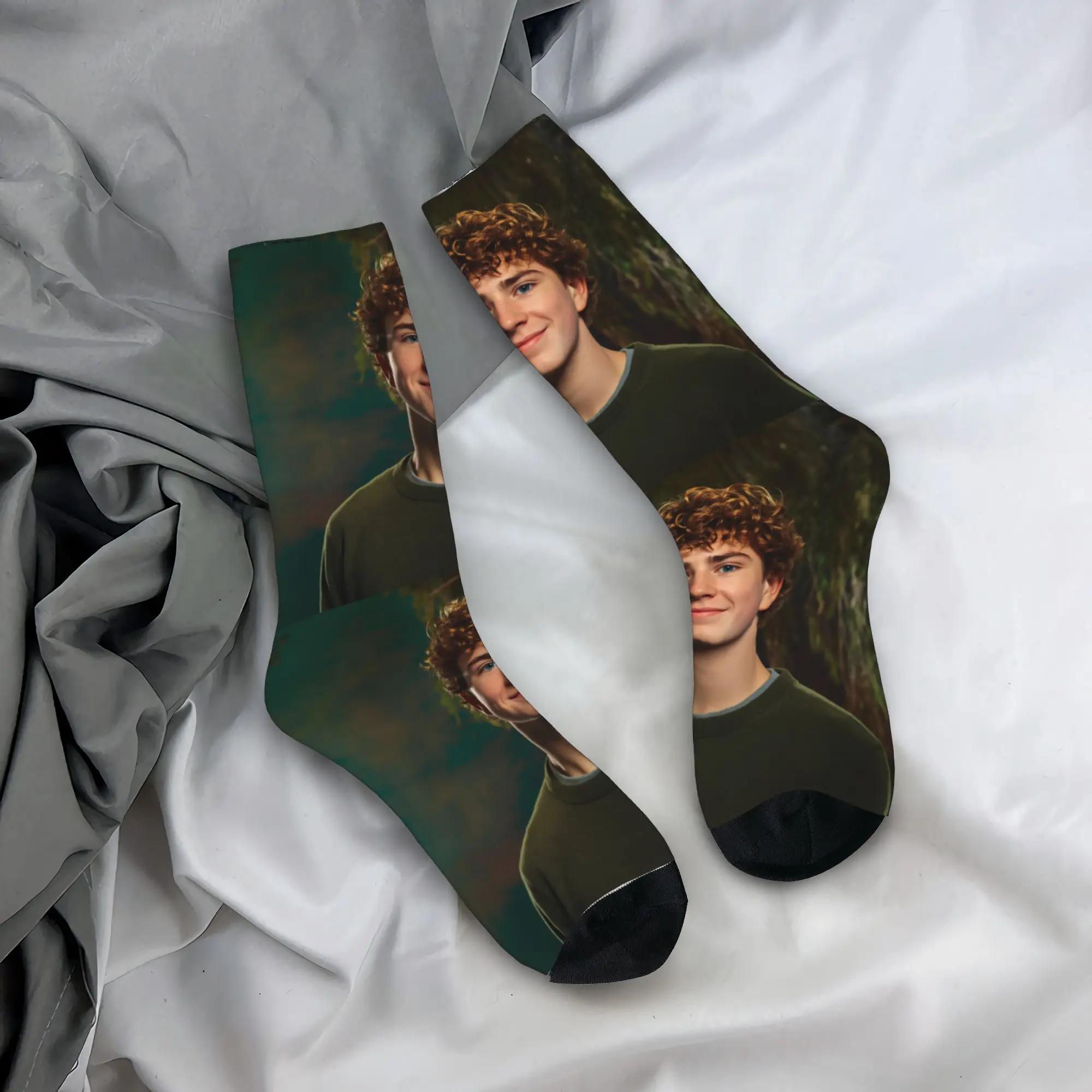 Adults Men Socks Walker Scobell Smile Mask USA Actor (9)  Stockings Non Slip Breathable Socks Spring Funny Design Cycling Socks