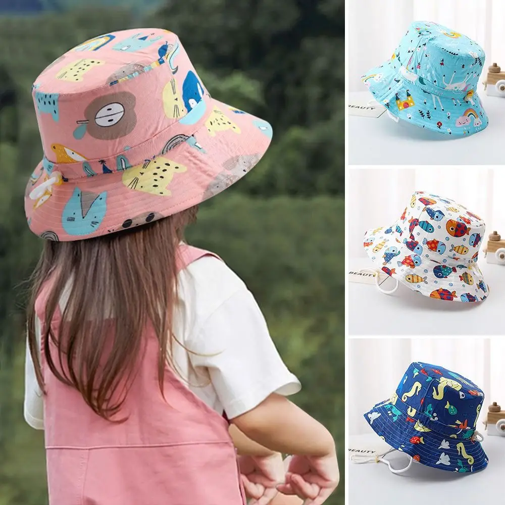 Summer Kids Bucket Hat for Baby Cute Boy Girl Wide Brim Fisherman Cap UV Protection Kids Panama Cap Sun Hats