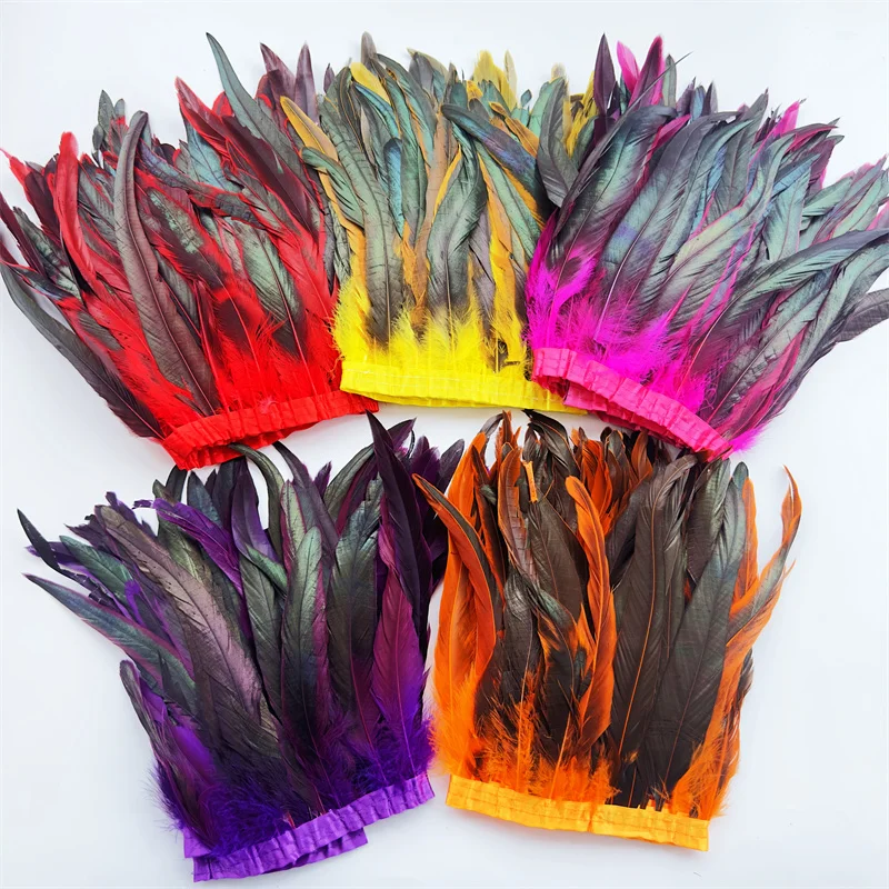 10 Yards Rooster Feathers Trim 25-30cm Coque Feather Strung Chicken Feather Trimming Dress/Skirt /Costume Carnival Decoration