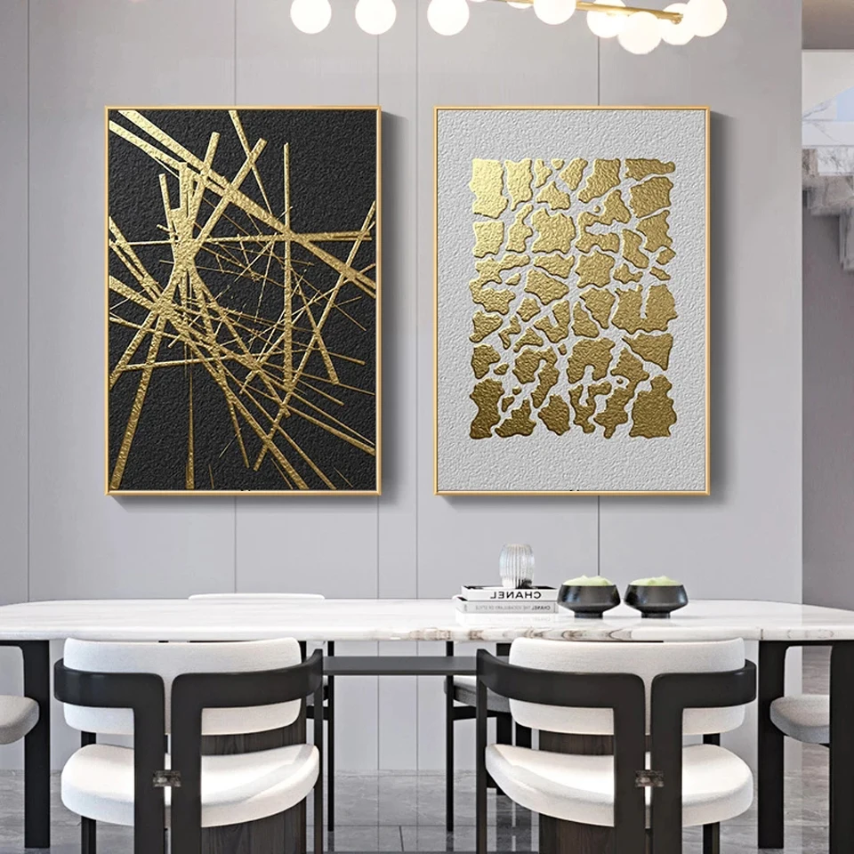 Abstract Geometric Diamond Painting Golden and Black Painting Diamond Mosaic Embroidery Wall Pictures for Living room Home Decor - Image 2