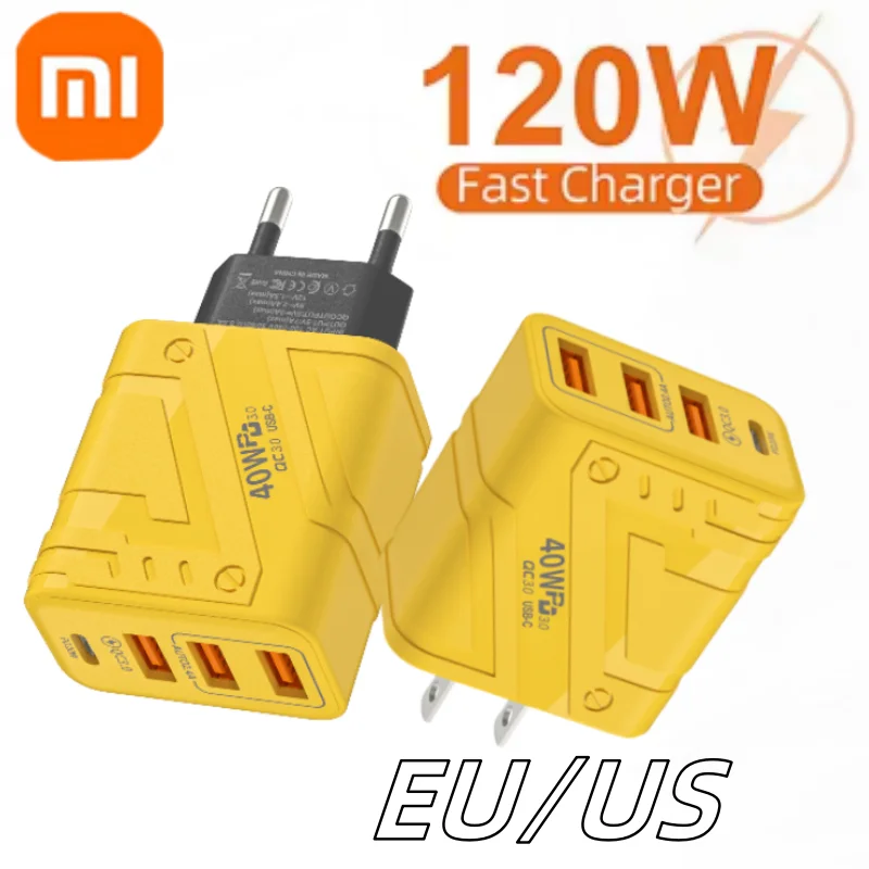 Xiaomi USB Charger Type C Total 120W Fast Charging EU/US Plug Mobile Phone Adapter For iPhone Samsung Quick Charge Wall Charger