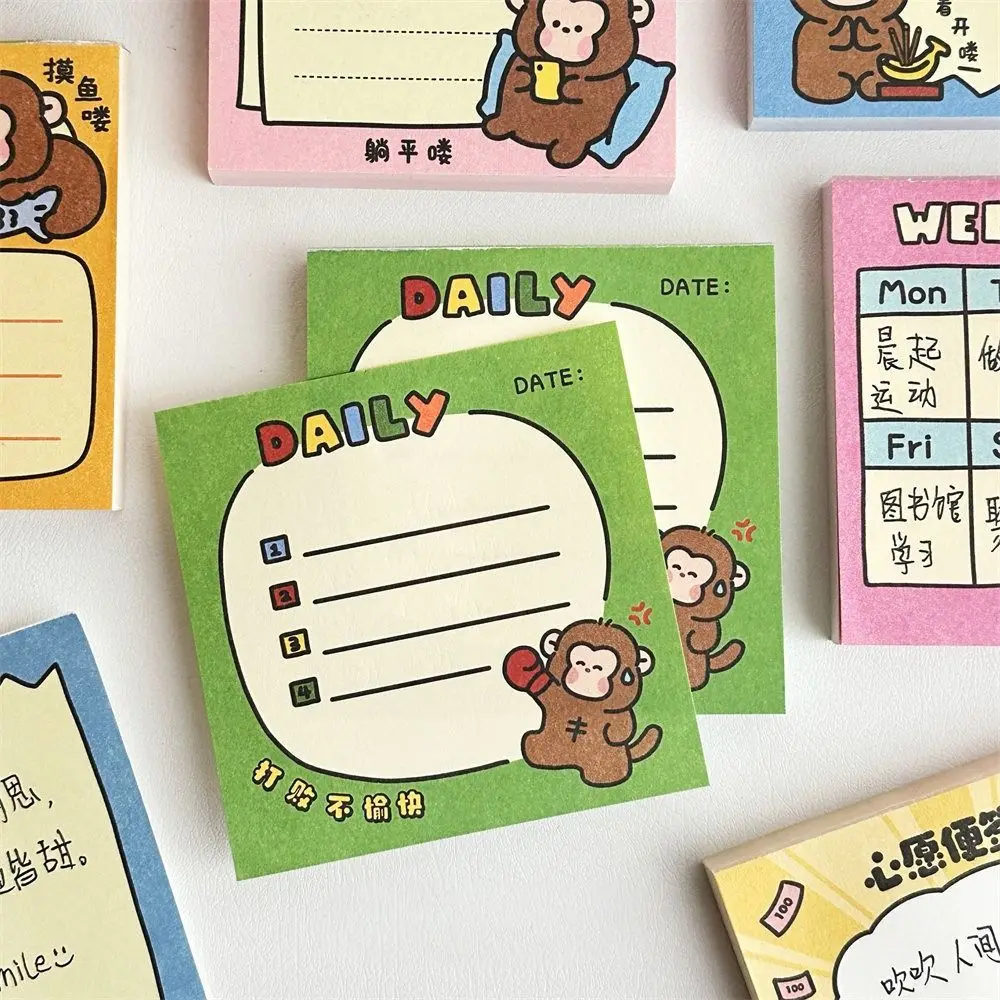 Artistic Mini Monkey Notepad Cartoon Kawaii Memo Pads Girly Heart Creative Message-Leaving Note Student