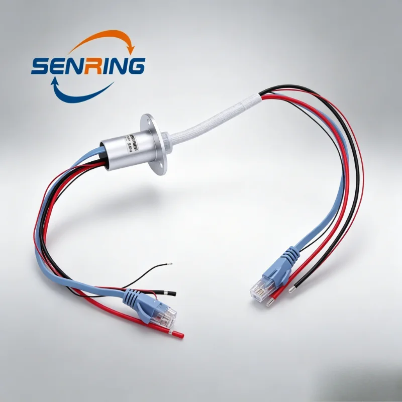 

LAN ETH Slip Ring 1000MbaseT+2 wires 20A+2 wire 2A with flange OD 22mm
