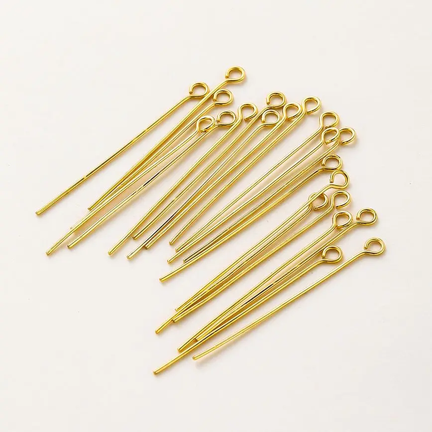 

100pcs/lot 16 18 26 30 mm 14K 18K Gold Eye head Pins Eye Beads Crafs Charm Headpin For DIY Jewelry Making Supplies Accessories