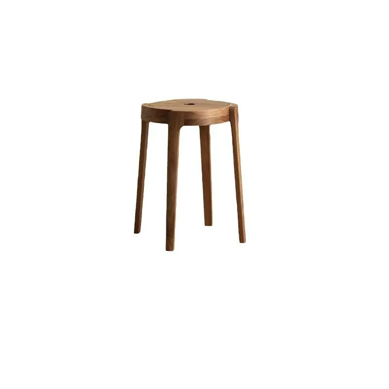 Solid wood windmill stool walnut round stool  flower stand retro small edge few shoe changing stool creative can b