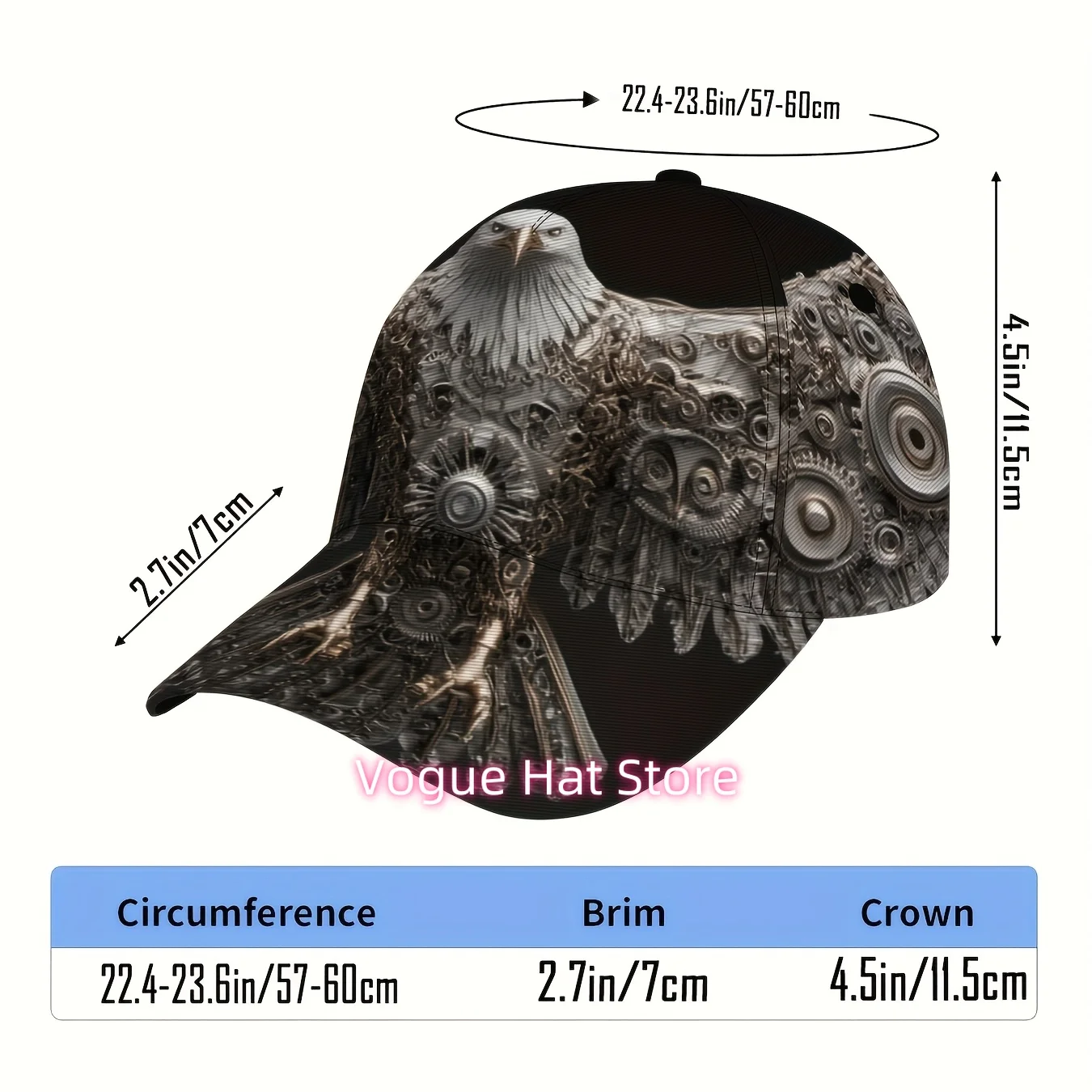 1pc of a Steampunk Mechanical Eagle Themed Baseball Cap - a Unisex Adjustable Duckbill Hat Featuring a Design with Gears And Cog