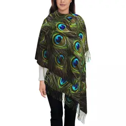 Customized Ladies Long Peacock Cute And Beautiful Scarves Women Winter Thick Warm Tassel Shawl Wraps Feather Animal Scarf