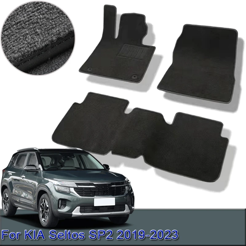 For KIA Seltos SP2 2019-2023 2024 Custom Car Floor Mats Waterproof Non-Slip Floor Mats Interior Carpets Rugs Foot Pads Accessory