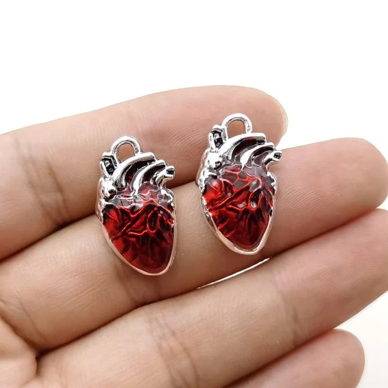 8pcs 25*16mm Human Heart Organ Charms Science Medicine Anatomical Pendant Biology Jewelry Finding.DIY.charms for jewelry making