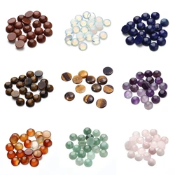 5-10Pcs/Lot Natural Stone Beads Loose Beads Round Flat Base Cabochon For DIY Crafts Ornament Decoration Handmade Accessories