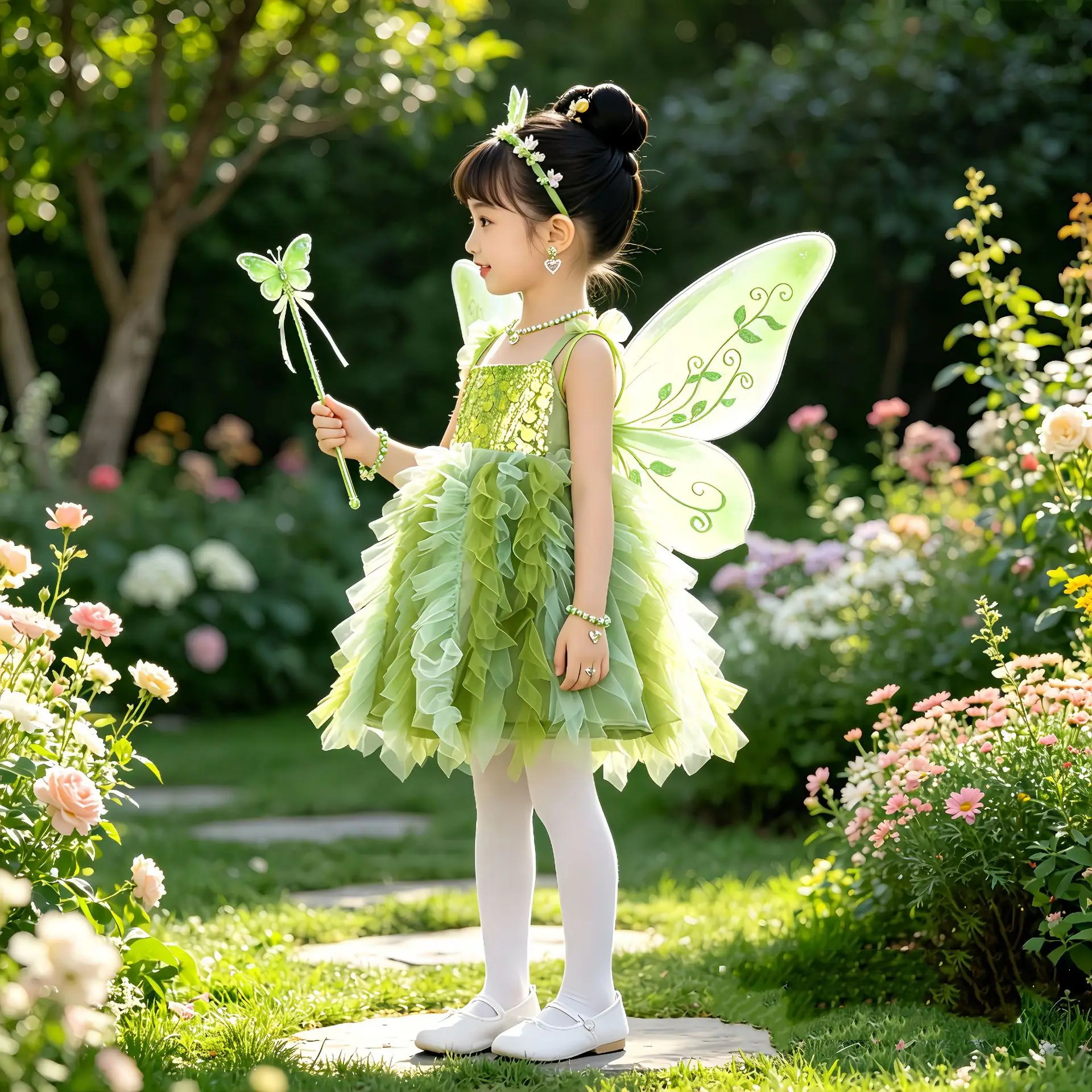Children's Fluffy Gauze Dress Sparkling Stars Children's Performance Costumes Birthday Princess Dress