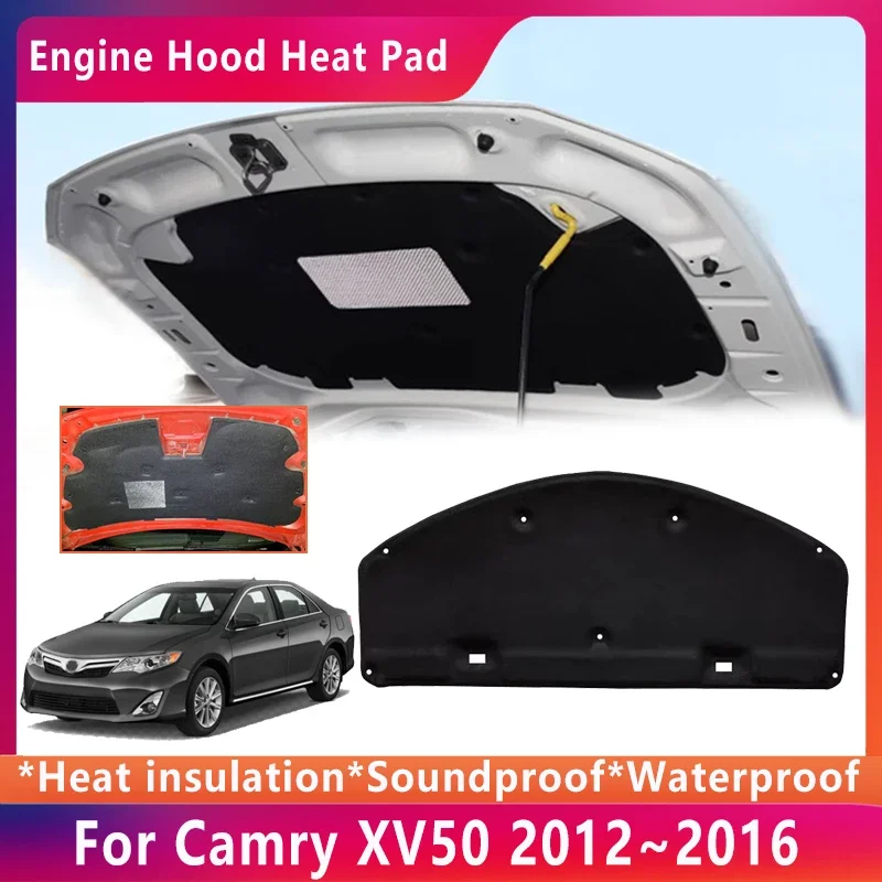 Engine Hood Insulation Sound Cotton Mats For Toyota Camry XV50 2012~2016 Aurion Daihatsu Altis Heat Pads Cover Car Accessories