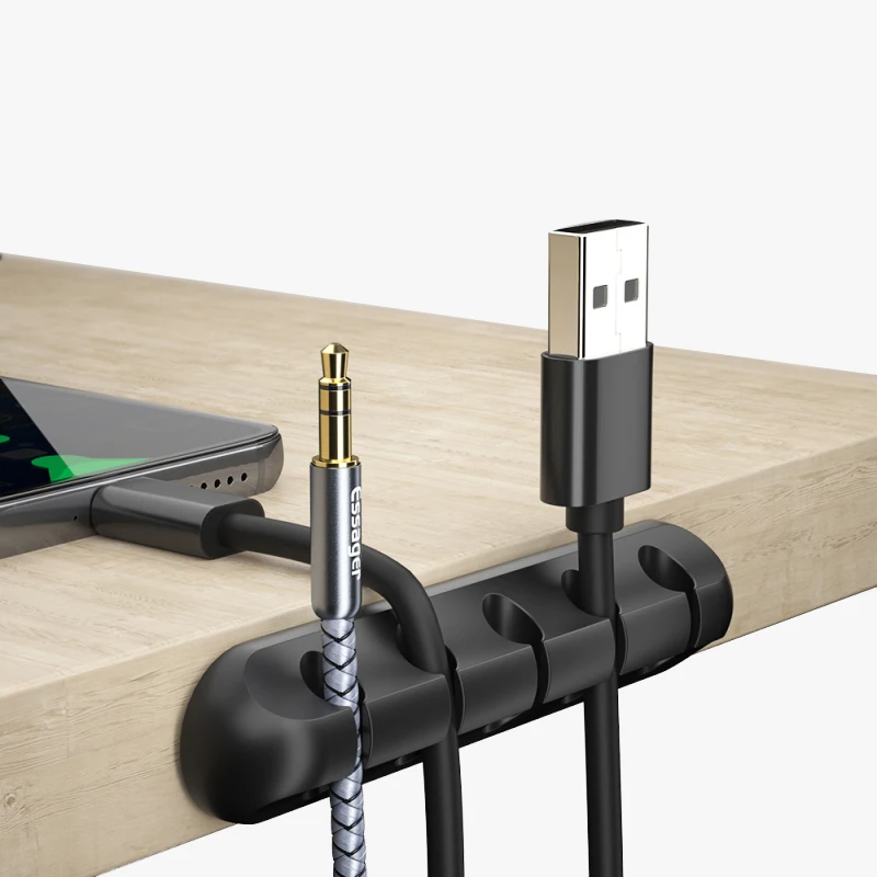 สายซิลิโคนสนับสนุน Micro USB Type-C สายจัดโต๊ะสําหรับเมาส์คีย์บอร์ดหูฟัง CABLE Organizer