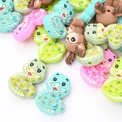 5Pcs Snake Deer Silicone Shape Beads Cute Little Animals Focal Beads Diy Creative Projects for Making Cell Phone Chain Bracelet