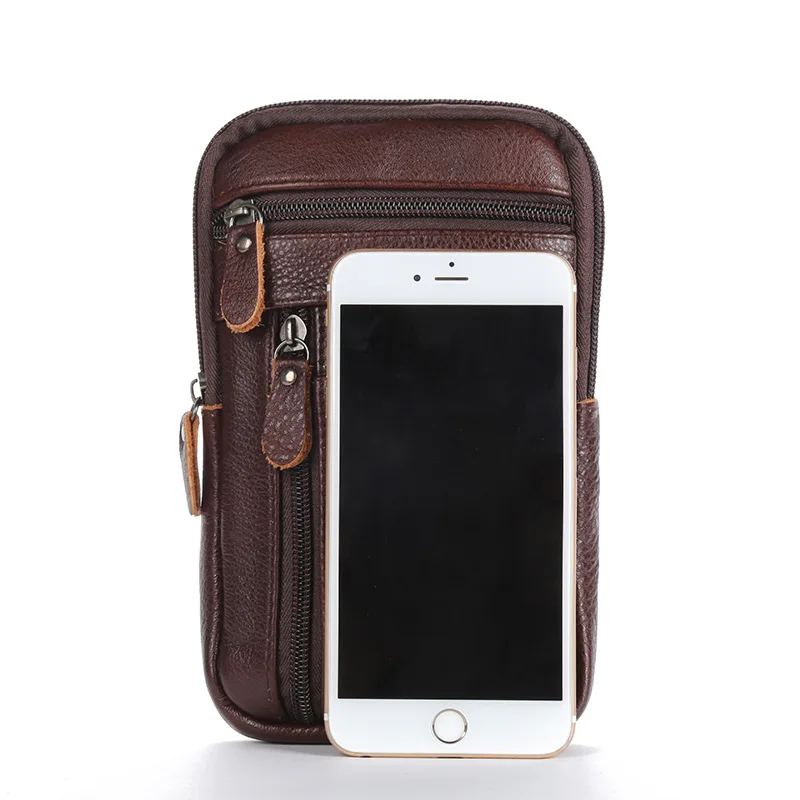 Men\'s Genuine Leather Waist Packs Phone Pouch Bags Waist Bag Male Small Chest Shoulder Belt Bag 2022 Designer Crossbody Bags