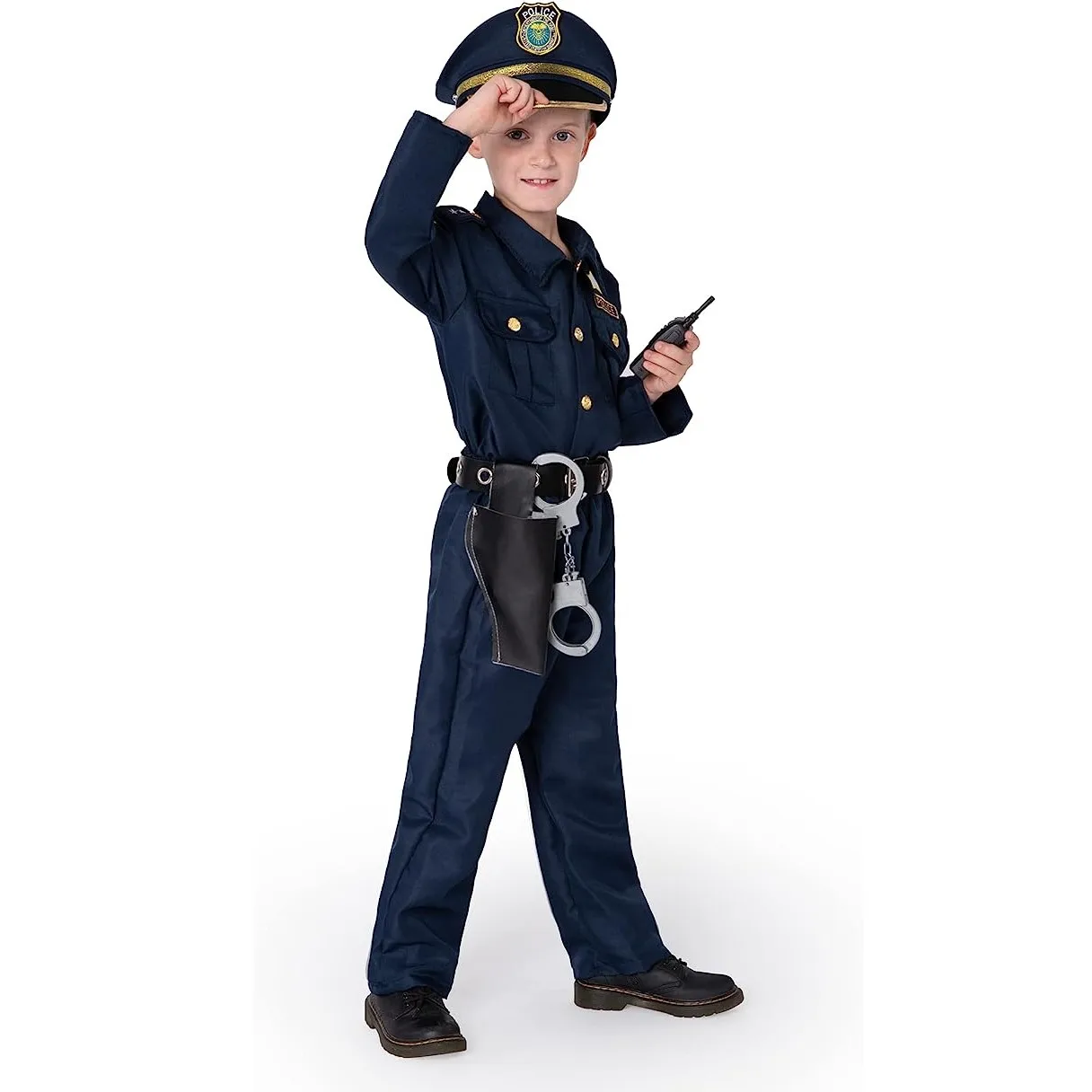 Toy Halloween Toddler Police Officer Costume for Boys Kids Cop Outfit for Halloween Pretend Roleplay view 5