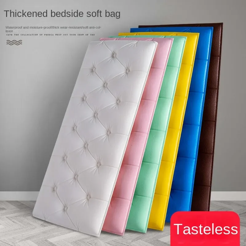 

Thickened 12MM Self-adhesive 3D Wall Sticker Bed Head Anti-collision Soft Wall Enclosure Cushion Waterproof Wall Panel