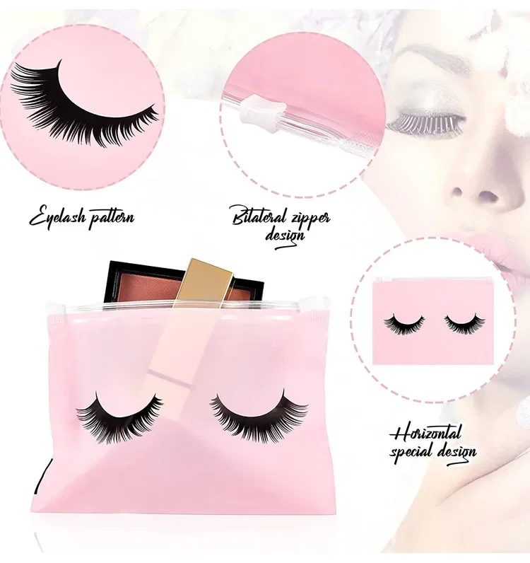50PCS Wimpern Nachsorge Taschen Zipper Wasserdichte Wimpern Tasche Kulturbeutel Make-Up Tasche Kosmetische Reise Schönheit Liefert Geschenk Verpackung – Detail 2