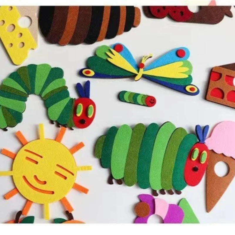 Hungry Caterpillar Performance Props Felt Toys English Picture Books Teaching Aids Open Classes Children\'s Gifts Triangle Toys