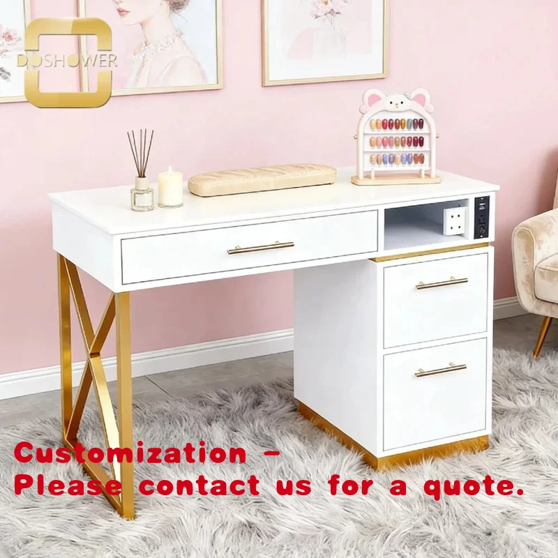 

Стильный и прочный маникюрный стол с тумбой для хранения, белый туалетный столик, набор для маникюра и педикюра, стол для спа-процедур для ногтей.