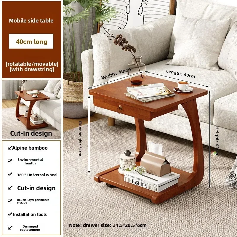 Durable Trolley Small Coffee Table Bedside Table Removable Side Computer Desk Rack