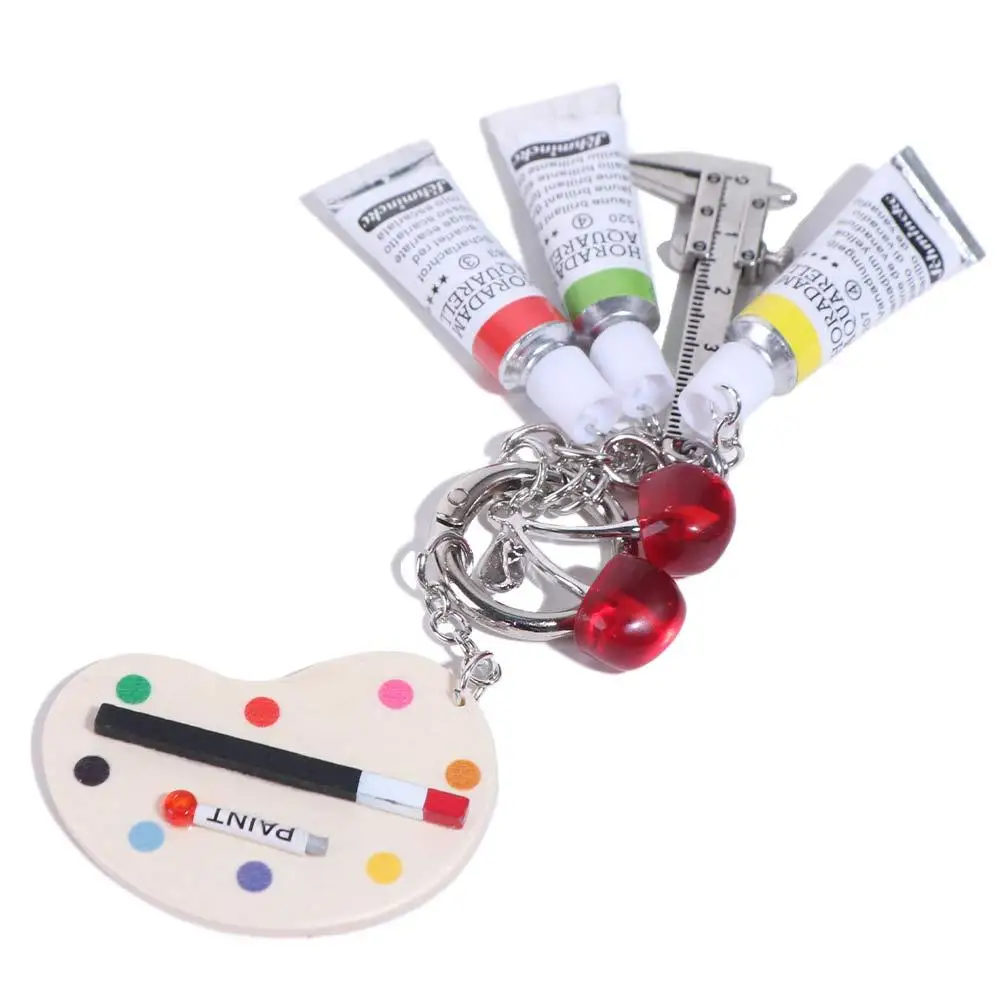 Creative Handmade Color Palette Keychain Brush Drawing Boards Car Keychain Paints Rule Bag Ornaments Student
