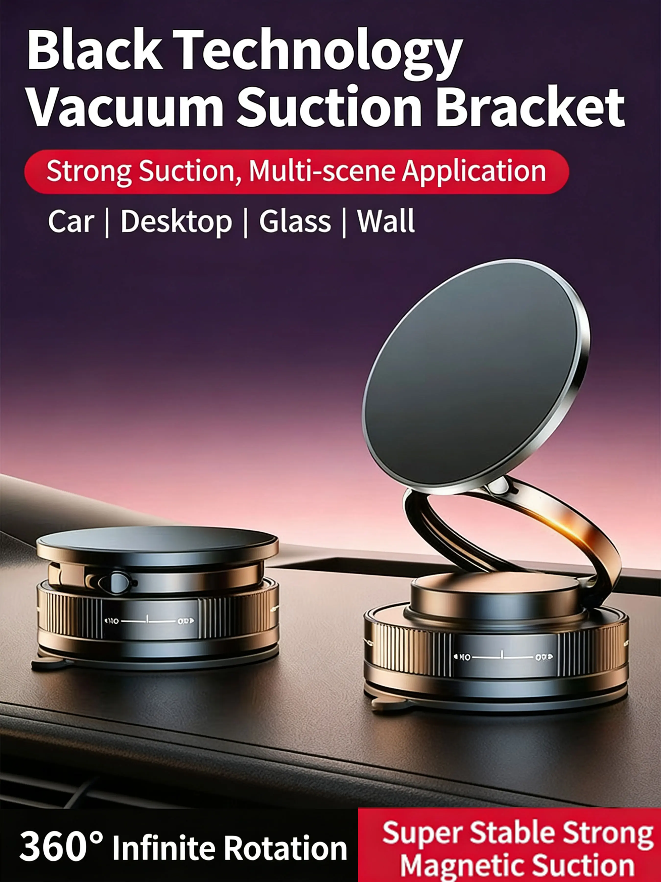 

Custom-made multifunctional vacuum sucker bracket for car desktop travel lazy foldable vacuum magnetic mobile phone bracket.