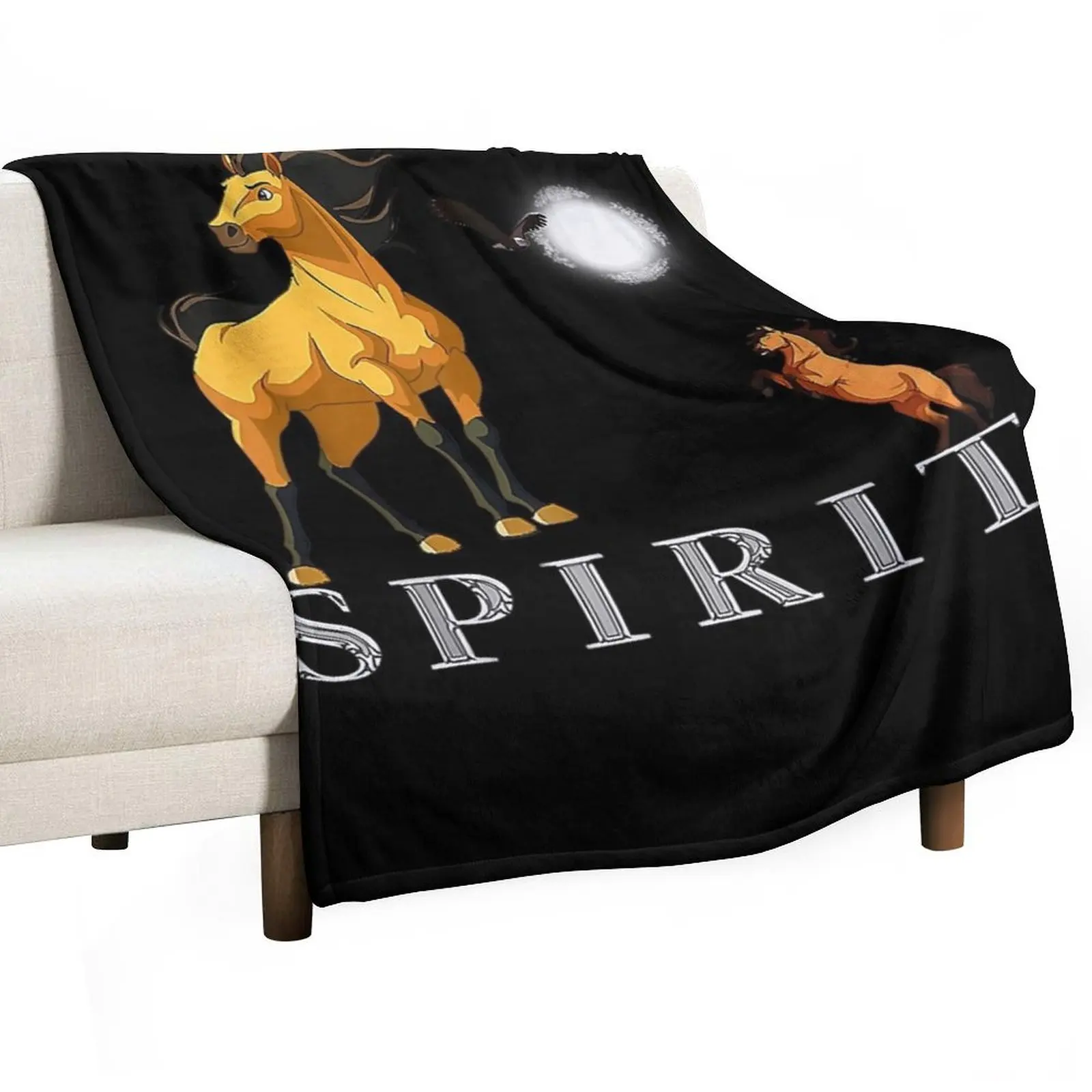 Spirits Stallions of the Cimarrons Premium T-Shirt Throw Blanket Bed Fashionable for babies warm for winter Warm Blankets