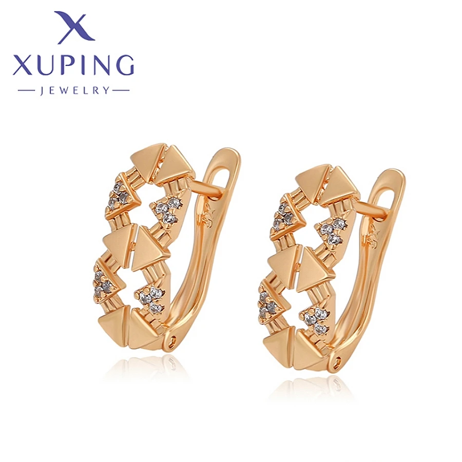 Xuping Jewelry Exquisite Temperament Simple Shape Gold Color Earrings for Women Schoolgirl Christmas Wish Gifts X000930327