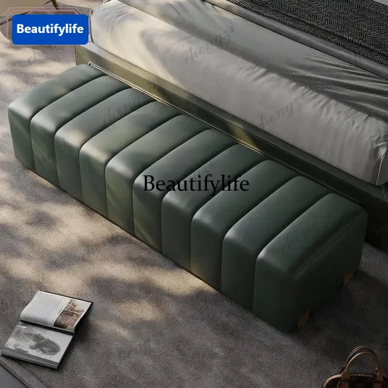 D8000  Nordic Floor Stool Bedroom Pouffe Modern White Stool Leather Makeup Mueble Recibidor De Entrada Italian Design Furniture