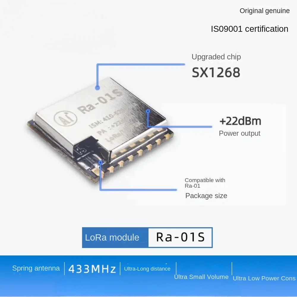 100% Original LoRa Wireless RF Module SX1268Built In Chip433MHz Ultra Low Power Ra-01S Matched Antenna