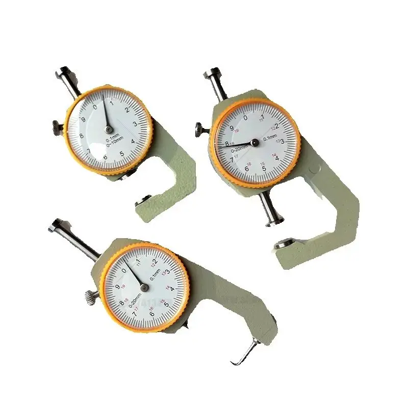 0-10mm0-20mm 0.1mm Resolution Dial Thickness Gauge Leather Flim Paper Jewelry Tube Curved Tip Metal Handheld Meter Tester