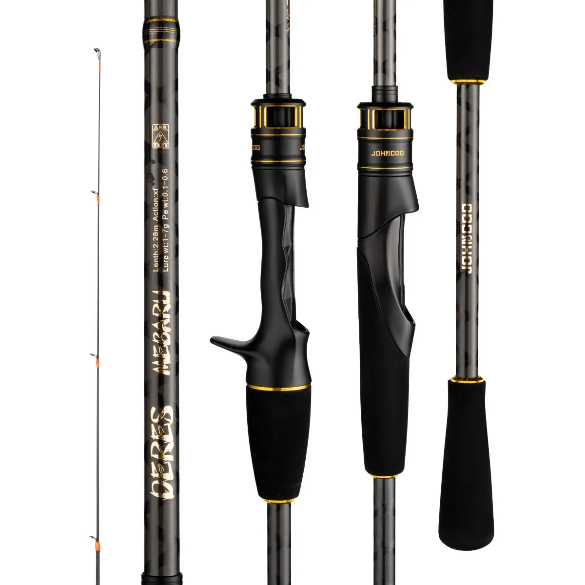 Johncoo Fishing rod spinning Casting rod 2.28m Rock Fishing Rod with Fuji Rings Mebaru rod 1-7g for street Fishing Rod