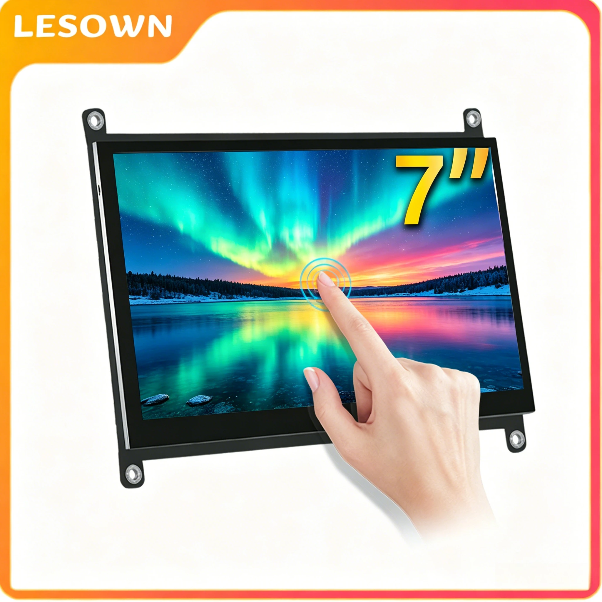 

LESOWN Small Screen Monitor 1024x600 IPS 7 10.1 inch Touchscreen Display LCD Module with Case for Raspberry Pi Windows Mac PC