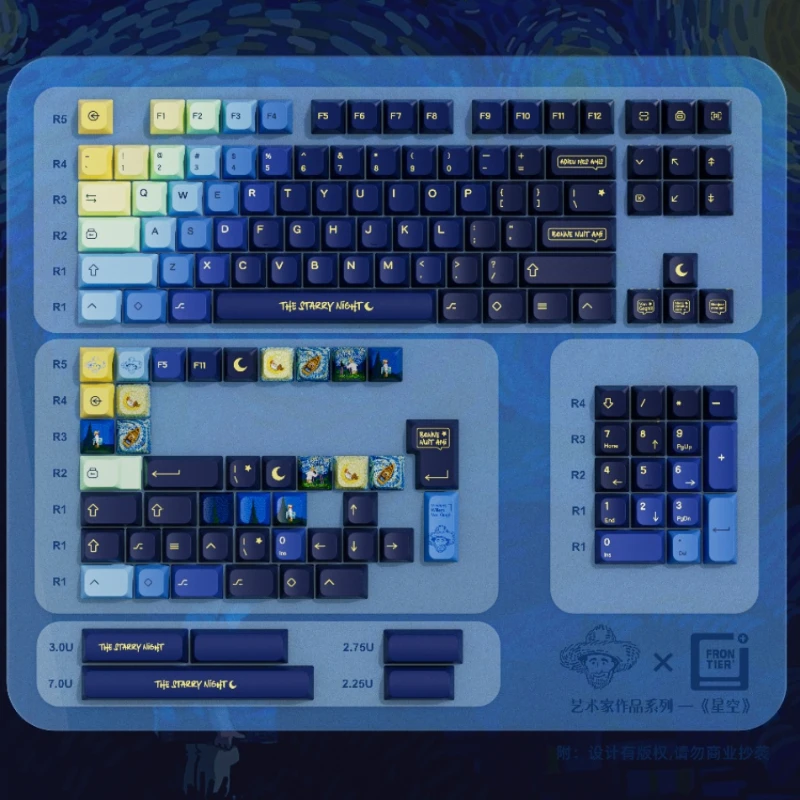 Imagem -02 - Xvx-the Starry Night Keycaps Custom Jsa Cherry Profile Keycaps Lados Sublimação Dye Colorido Faça Você Mesmo Key Cap 152 Chaves