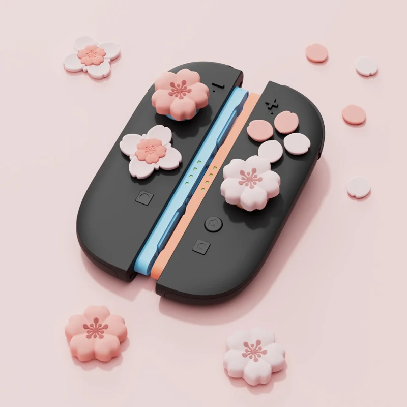 NEW Cute D-pad Cross Button ABXY Key Sticker Joystick Thumb Stick Grip Cap Cover For Nintendo Switch 2 NS2 Joy-con Skin Case