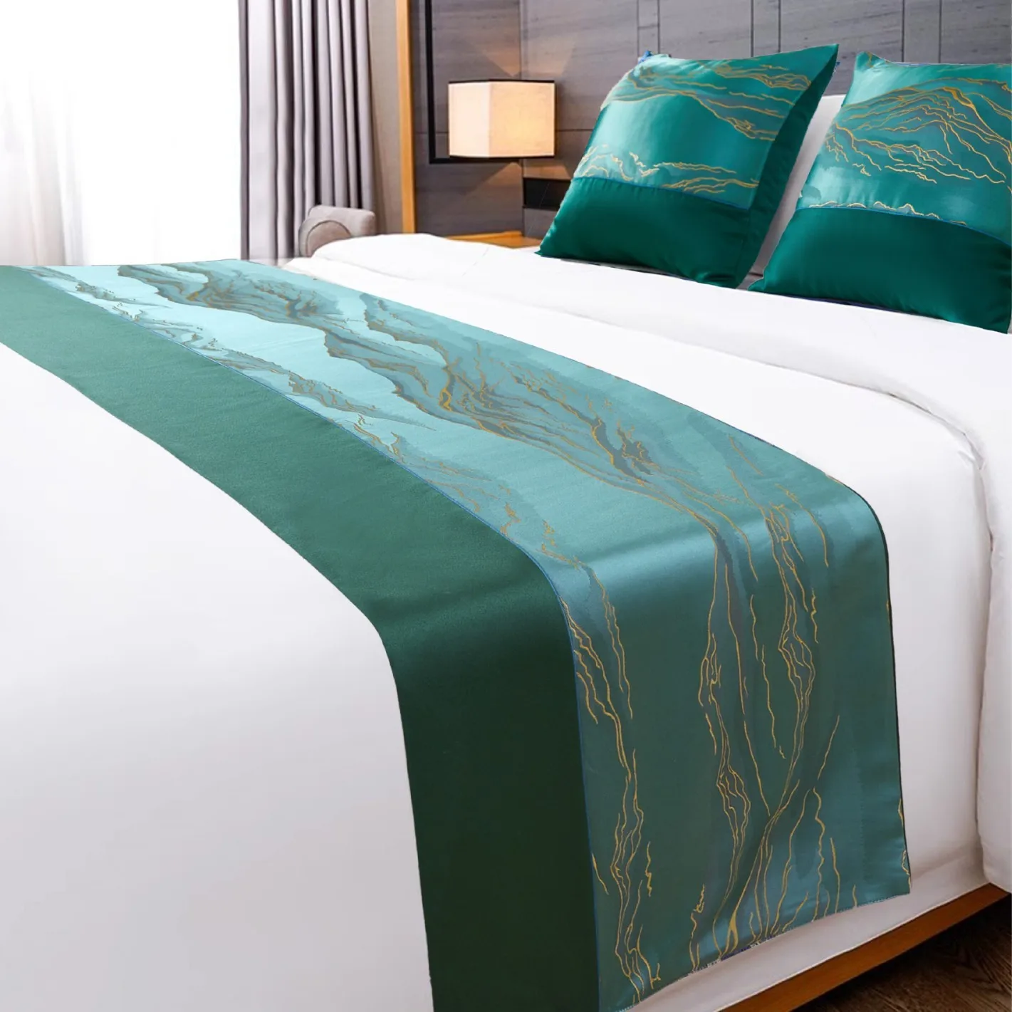Light luxury New Chinese-style Jacquard Bed flags Bed Tail Covers For Hotels Homestays Decorative Bed Runner For Hotel Decor