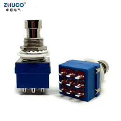 1PC 9 Soldering Pins Blue ON-ON Self-locking Foot Switch 3PDT Guitar Effects Pedal Box Stomp Latching True Bypass