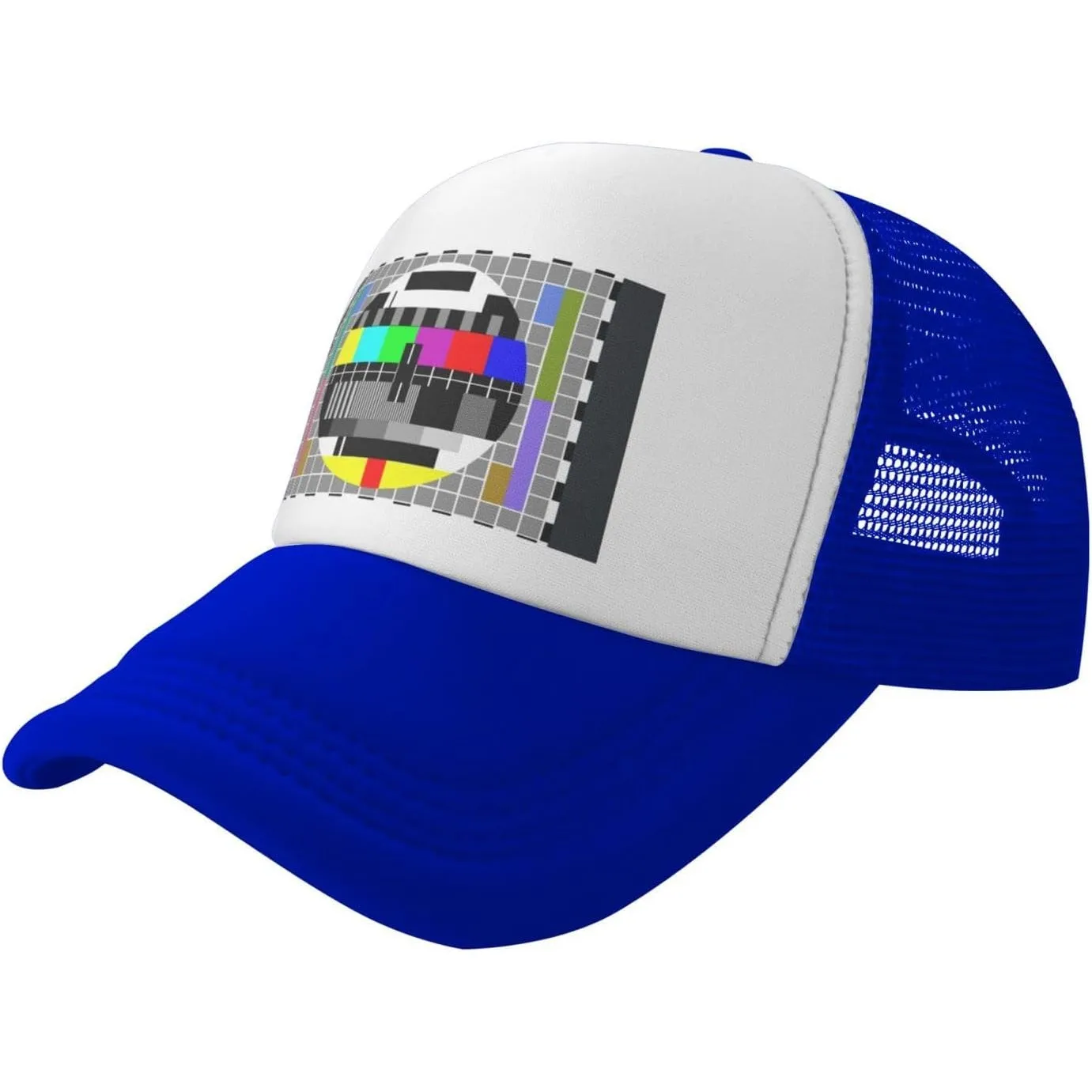 Television Color Bars SMPTE Test Pattern Trucker Hat Polyester Mesh Adjustable Adult Snapback Cap