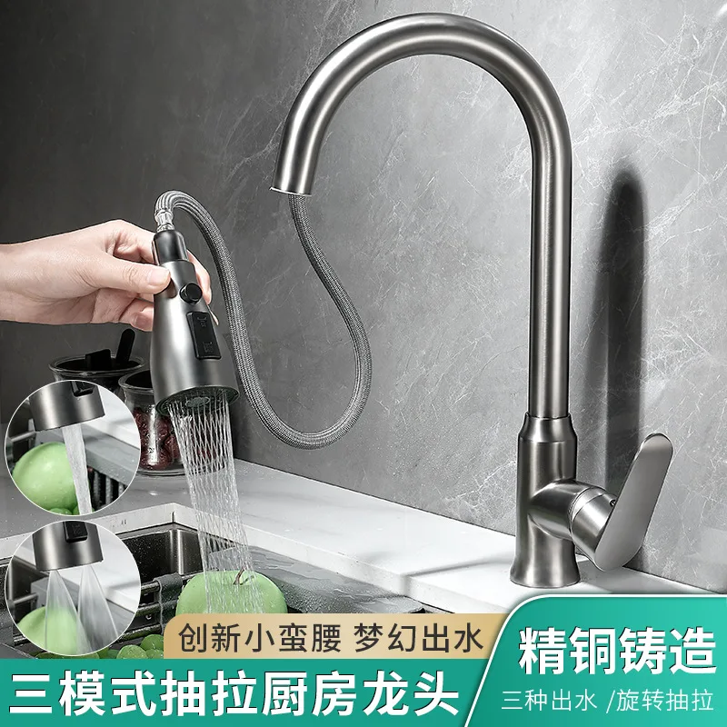 Kitchen Faucet with Pull Down Sprayer Single Handle Kitchen Sink Faucet with Water Lines rv Stainless Steel Kitchen Faucets