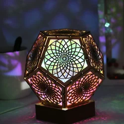 Bohemian Style Floor LED Lamp 3D Projection Floor Light with Hollow USB Powered Night Lamp Star Light night light Bedroom Decor