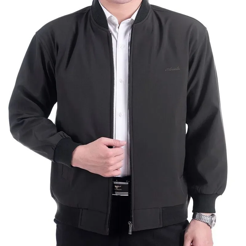 

Middle-aged and elderly simple jacket men's spring and autumn loose jacket stand-up collar baseball uniform men's casual top