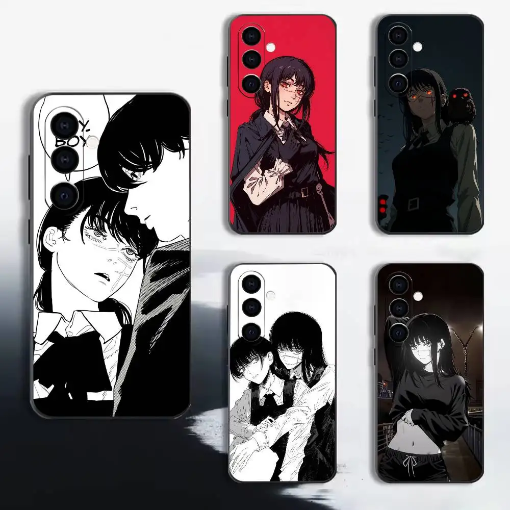 Anime C-Chainsaw M-Man Mitaka Asa Phone Case For Samsung A72,A53,A71,A70,A52,A73,A51,Silicone Black Soft