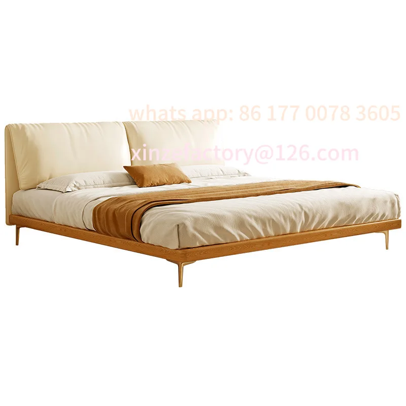 Customizable French Cream Bed Solid Wood Bed Double Edge Soft Bag Bed Bedroom Modern Jane