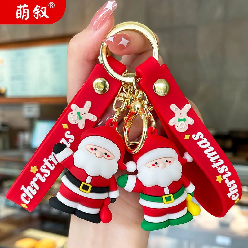 New Cute Christmas Snowman Keychain Cartoon Key Chain Car Pendant Backpack Hanging Accessories Keyring Small Gifts Wholesale