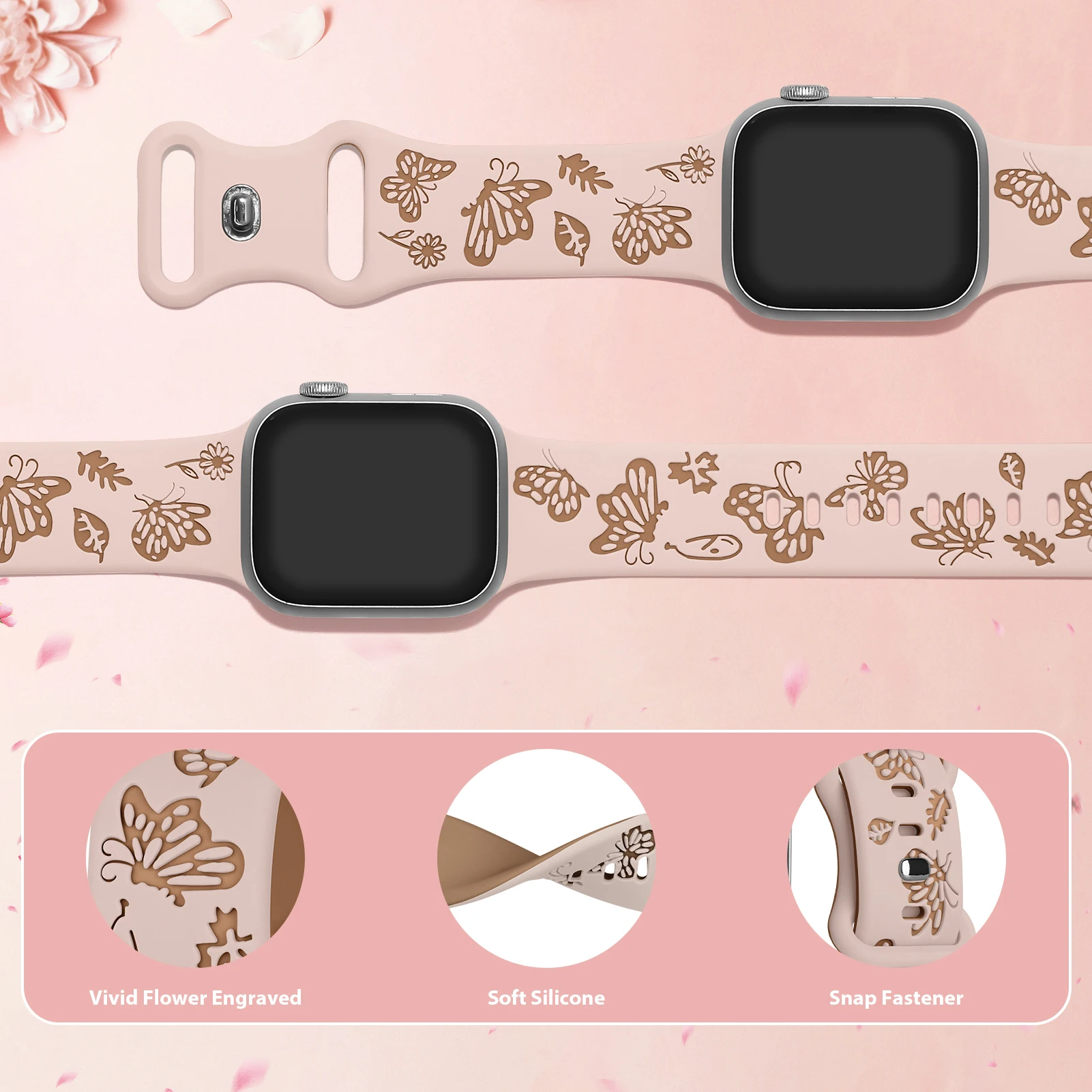 Ремешок с гравировкой для Apple Watch, 45 мм, 44 мм, 42 мм, 41 мм, 40 мм, 49 мм, 38 мм, силиконовый браслет Correa серии 8 9 7 SE 6 5 4 3 Ultra 2