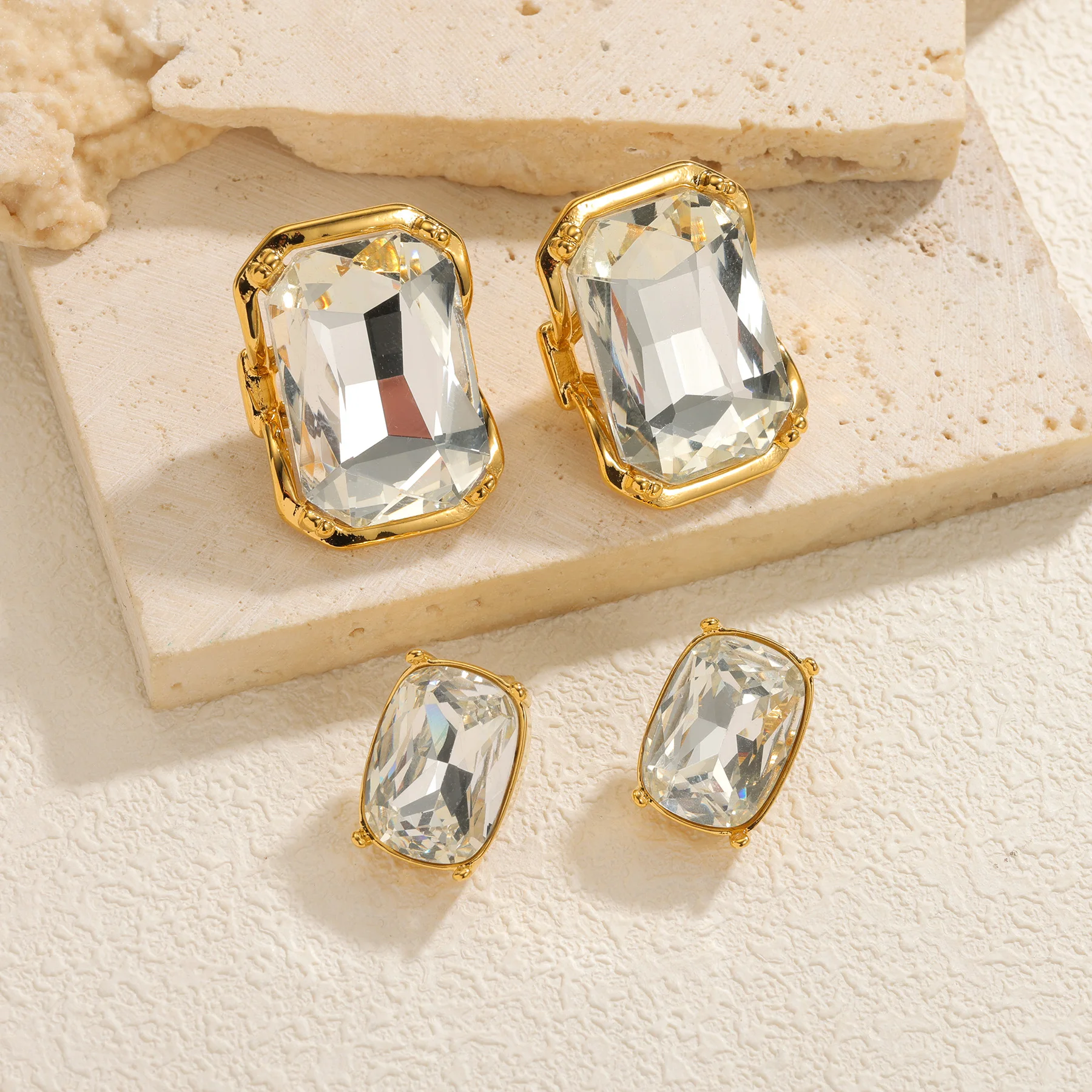 

Geometric Square Zircon Large Earrings For Women Gold Color Stainless Steel High Quality Minimalist Wedding Jewelry Gifts