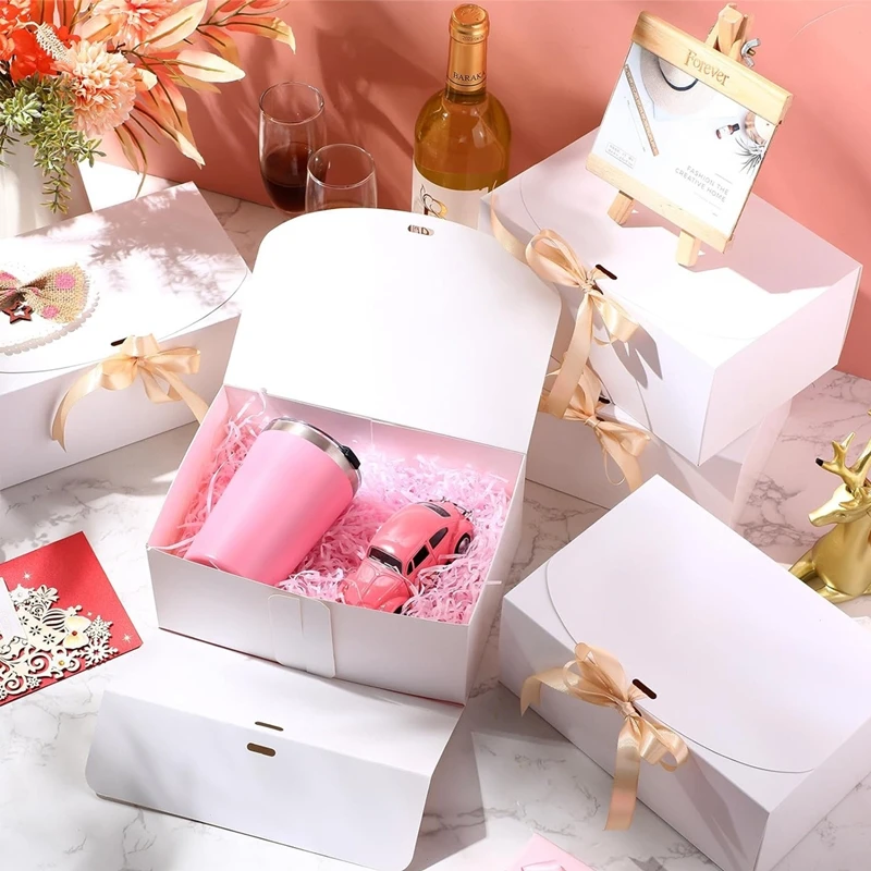 Rosa Verpackungsbox Weihnachtsparty Geschenkbox mit Band Hochzeit Geburtstag Handgemachte Süßigkeiten Keks Schokoladen Keksdosen – Detail 5
