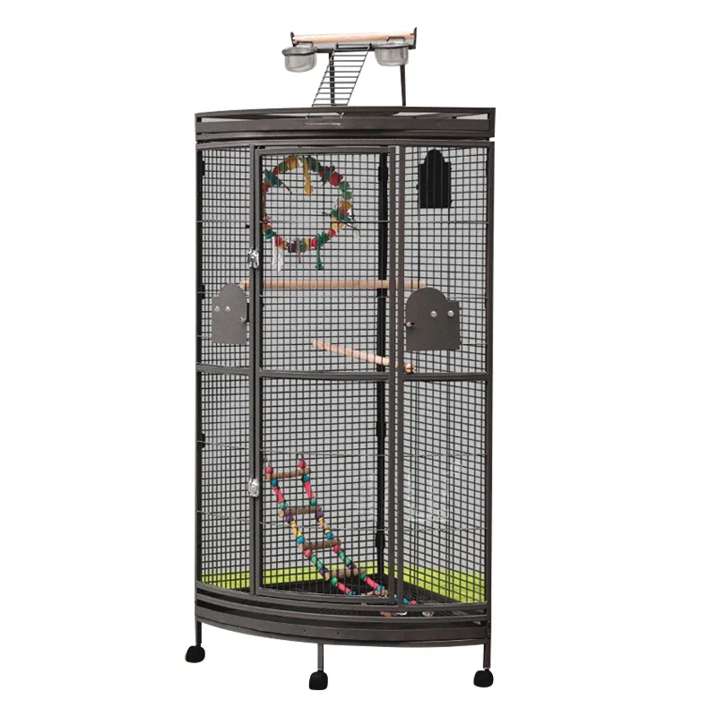 Best Quality Heavy Duty Metal Big Size Iron Wire Large Bird Cages Parrot House Folding Portable Bird Breeding Cage With Wheels