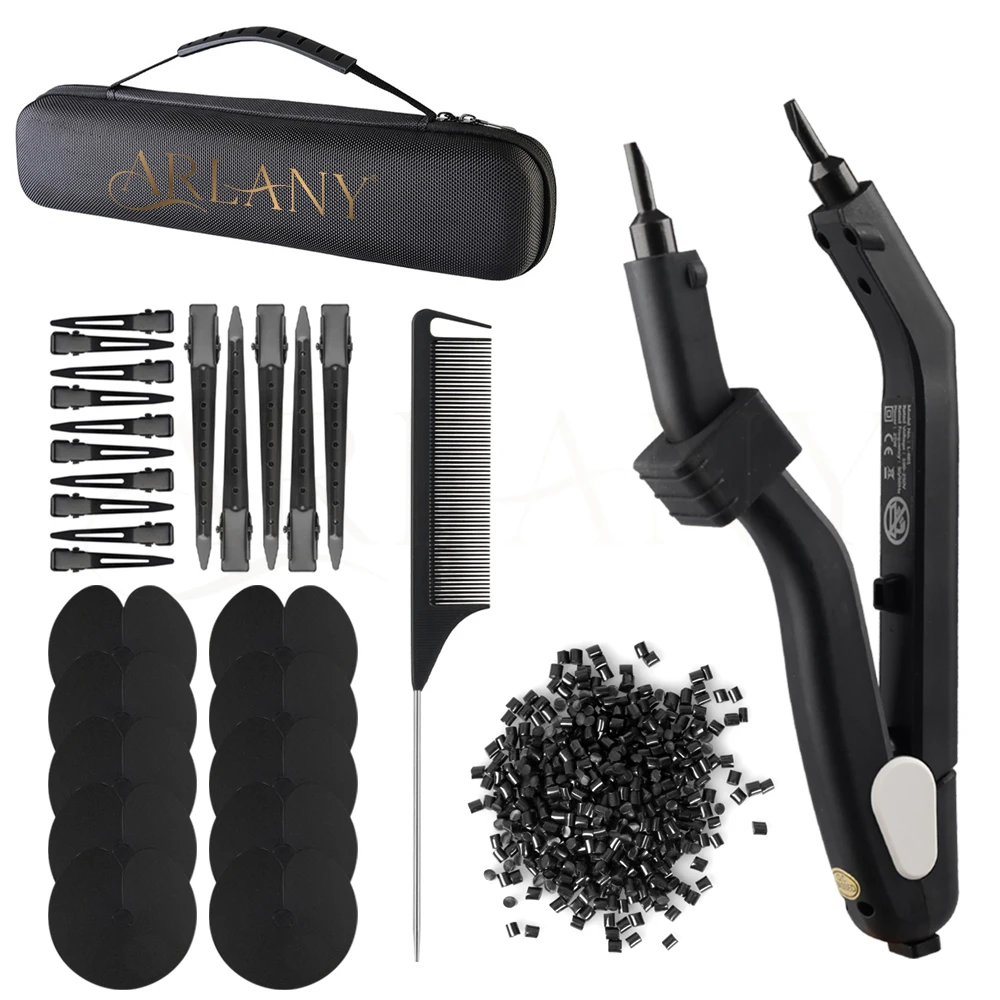 

ARLANY комплект разъемов для наращивания волос Fusion, термоутюг с защитой, 40 г, бусины для наращивания волос, плавящиеся утюги, заколки для волос